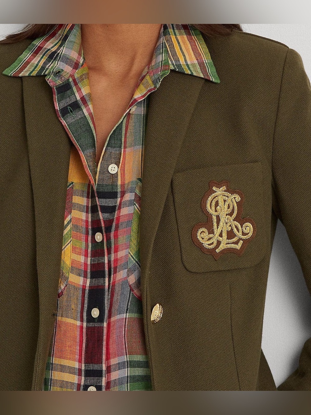 ♥️♥️♥️ Lauren Ralph Lauren Bullion Jacquard Blazer in Green size M - Picture 8 of 10